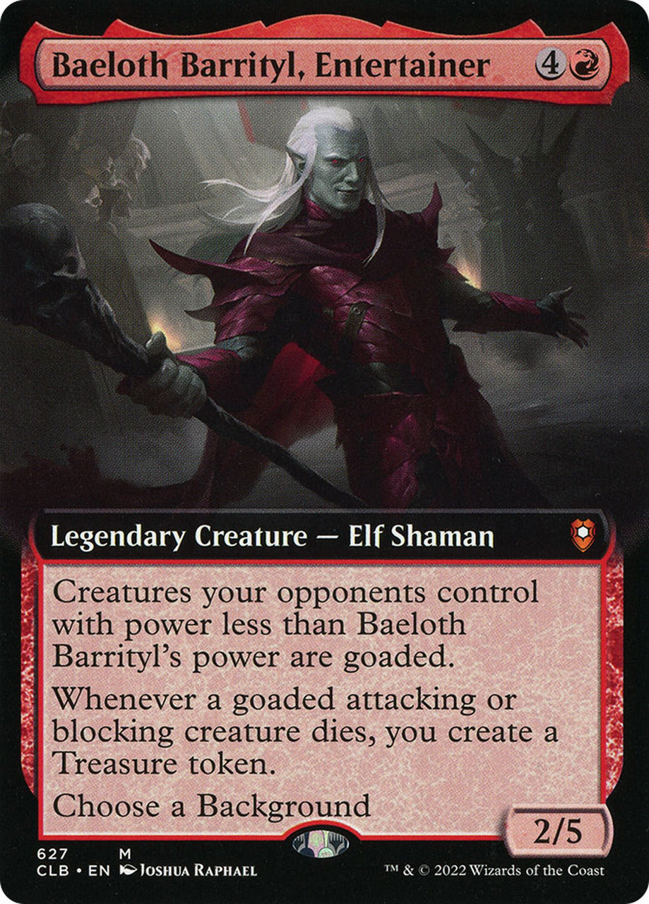 Baeloth Barrityl, Entertainer (Extended Art) [Commander Legends: Battle for Baldur's Gate] | Black Swamp Games