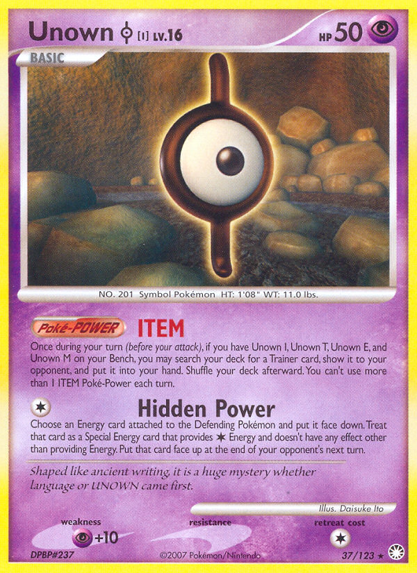 Unown I (37/123) [Diamond & Pearl: Mysterious Treasures] | Black Swamp Games