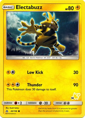 Electabuzz (43/156) (Pikachu Stamp #58) [Battle Academy 2020] | Black Swamp Games