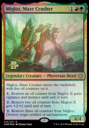 Migloz, Maze Crusher [Phyrexia: All Will Be One Prerelease Promos] | Black Swamp Games