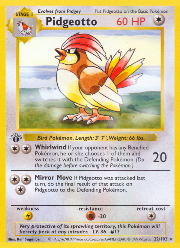 Pidgeotto (22/102) (Shadowless) [Base Set 1st Edition] | Black Swamp Games