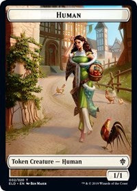 Human // Food (15) Double-sided Token [Throne of Eldraine Tokens] | Black Swamp Games