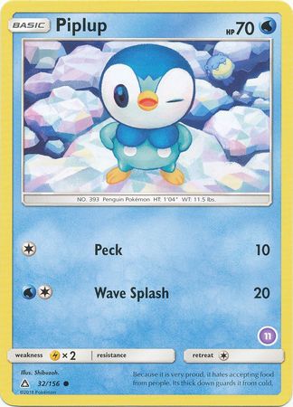 Piplup (32/156) (Deck Exclusive #11) [Sun & Moon: Trainer Kit - Alolan Sandslash] | Black Swamp Games