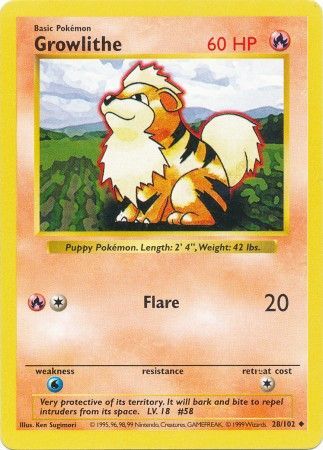 Growlithe (28/102) [Base Set Shadowless Unlimited] | Black Swamp Games