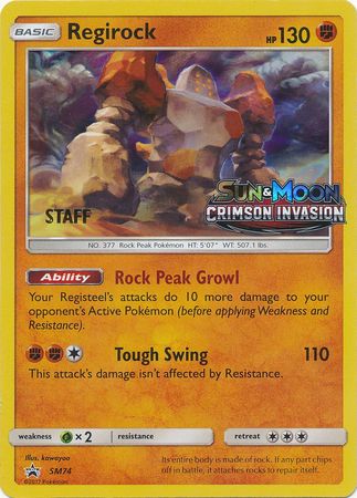 Regirock (SM74) (Staff Prerelease Promo) [Sun & Moon: Black Star Promos] | Black Swamp Games