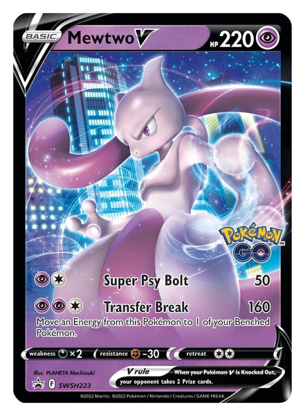 Mewtwo V SWSH223 Ultra Rare Promo Pokemon Go Sword & Shield NM 2022