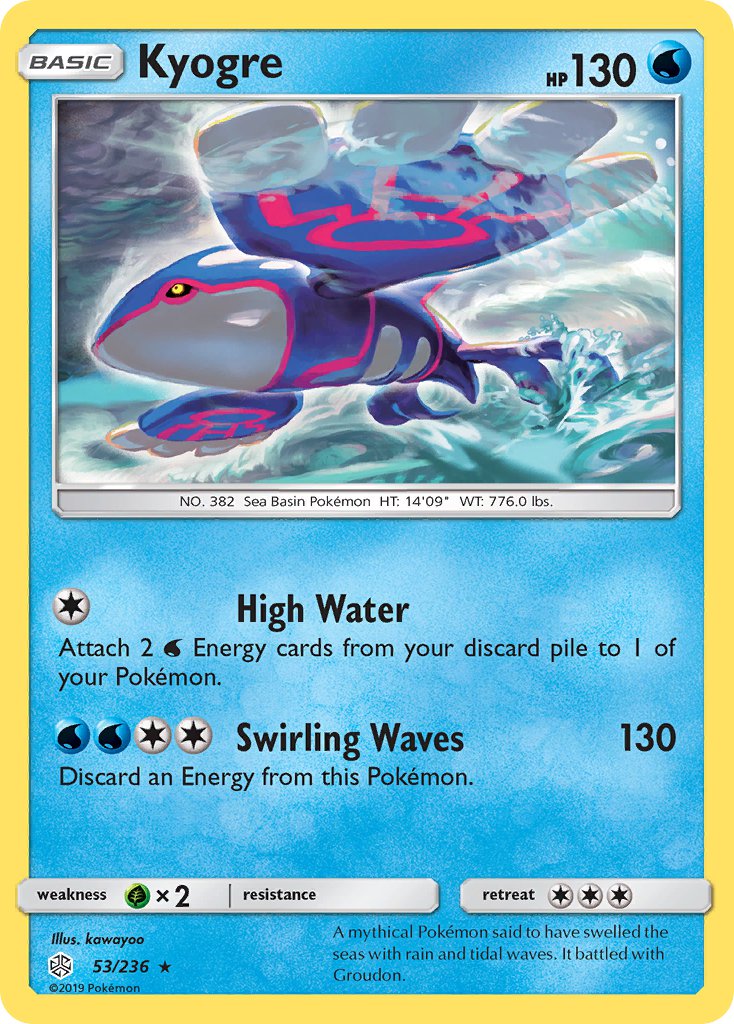 Kyogre (53/236) (Cracked Ice Holo) (Theme Deck Exclusive) [Sun & Moon: Cosmic Eclipse] | Black Swamp Games