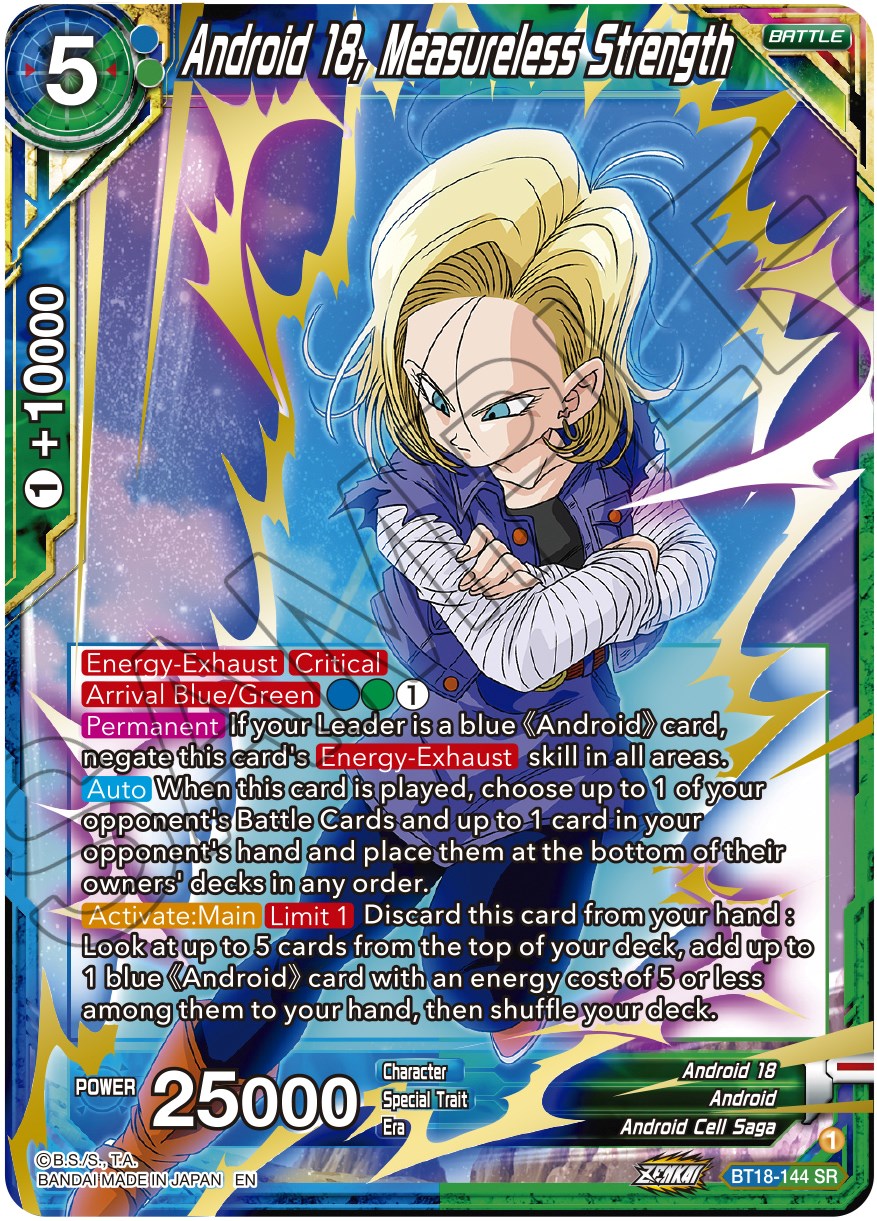 Android 18, Measureless Strength (BT18-144) [Dawn of the Z-Legends] | Black Swamp Games