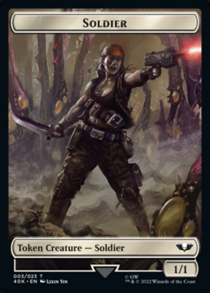 Soldier (003) // Sicarian Infiltrator Double-sided Token (Surge Foil) [Universes Beyond: Warhammer 40,000 Tokens] | Black Swamp Games