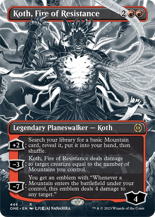 Koth, Fire of Resistance (Borderless Manga Step-and-Compleat Foil) [Phyrexia: All Will Be One] | Black Swamp Games