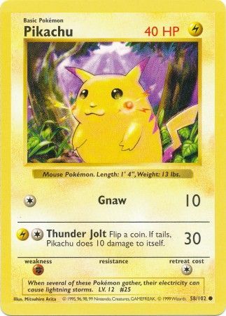 Pikachu (58/102) (Red Cheeks Misprint) [Base Set Shadowless Unlimited] | Black Swamp Games