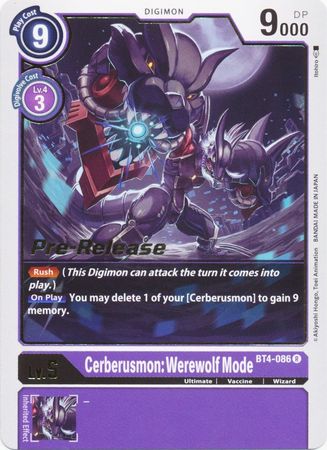 Cerberusmon: Werewolf Mode [BT4-086] [Great Legend Pre-Release Promos] | Black Swamp Games