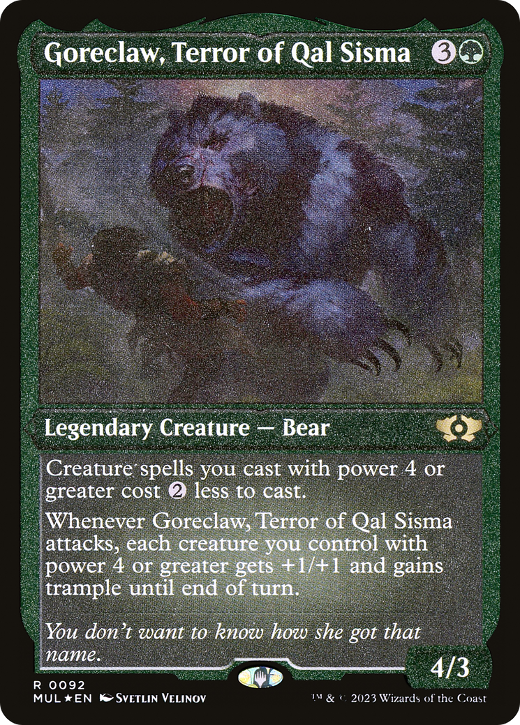 Goreclaw, Terror of Qal Sisma (Foil Etched) [Multiverse Legends] | Black Swamp Games