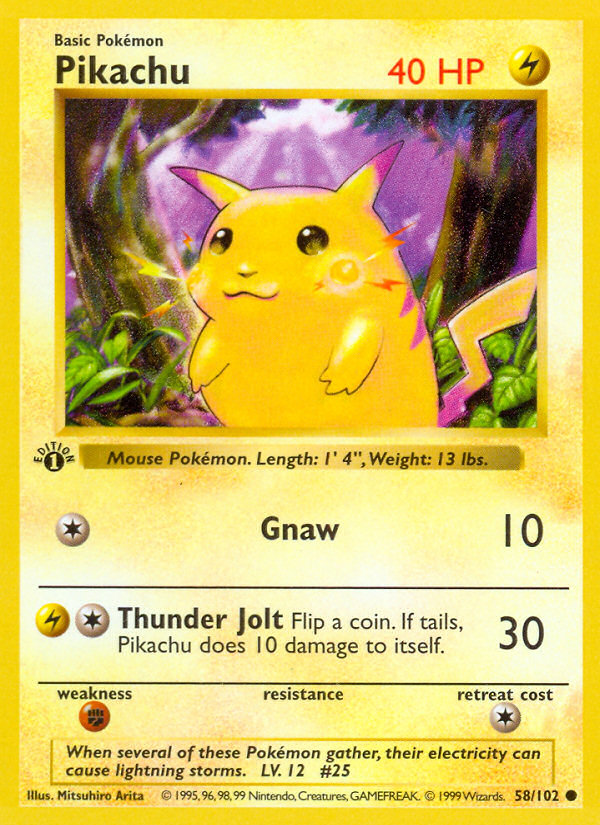 Pikachu (58/102) (Shadowless) [Base Set 1st Edition] | Black Swamp Games