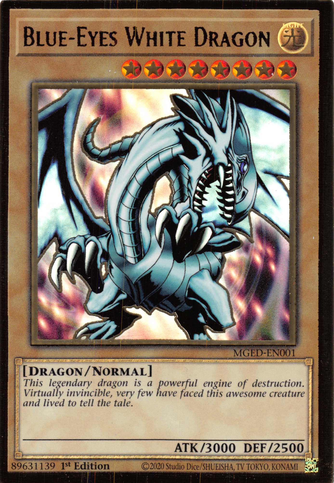 Blue-Eyes White Dragon (Alternate Art) [MGED-EN001] Gold Rare | Black Swamp Games