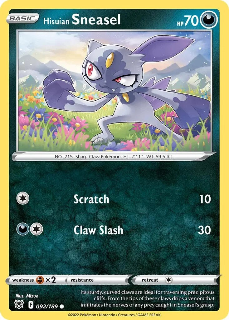 Hisuian Sneasel (092/189) (Theme Deck Exclusive) [Sword & Shield: Astral Radiance] | Black Swamp Games