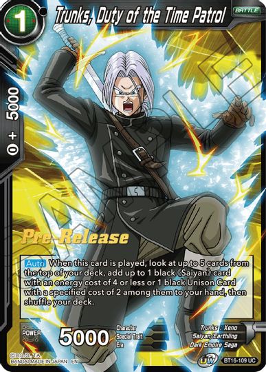 Trunks, Duty of the Time Patrol (BT16-109) [Realm of the Gods Prerelease Promos] | Black Swamp Games