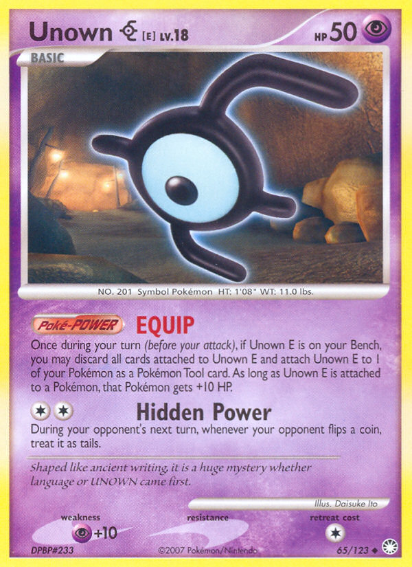 Unown E (65/123) [Diamond & Pearl: Mysterious Treasures] | Black Swamp Games