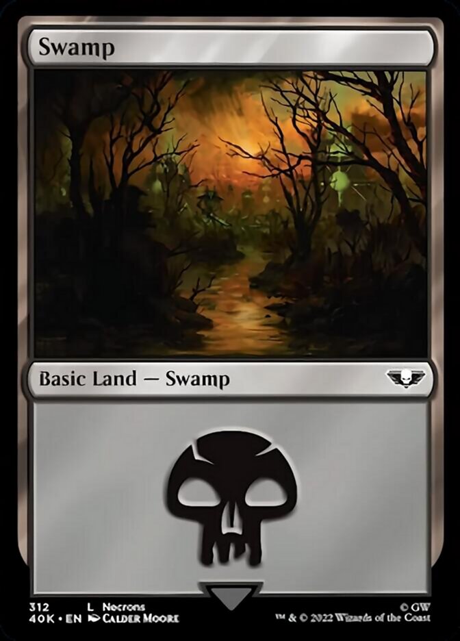 Swamp (312) (Surge Foil) [Universes Beyond: Warhammer 40,000] | Black Swamp Games