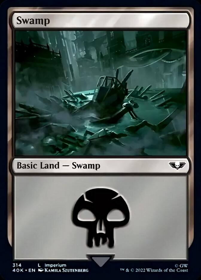 Swamp (314) (Surge Foil) [Universes Beyond: Warhammer 40,000] | Black Swamp Games