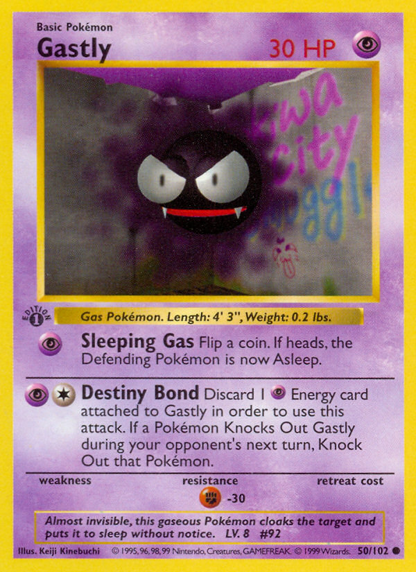 Gastly (50/102) (Shadowless) [Base Set 1st Edition] | Black Swamp Games