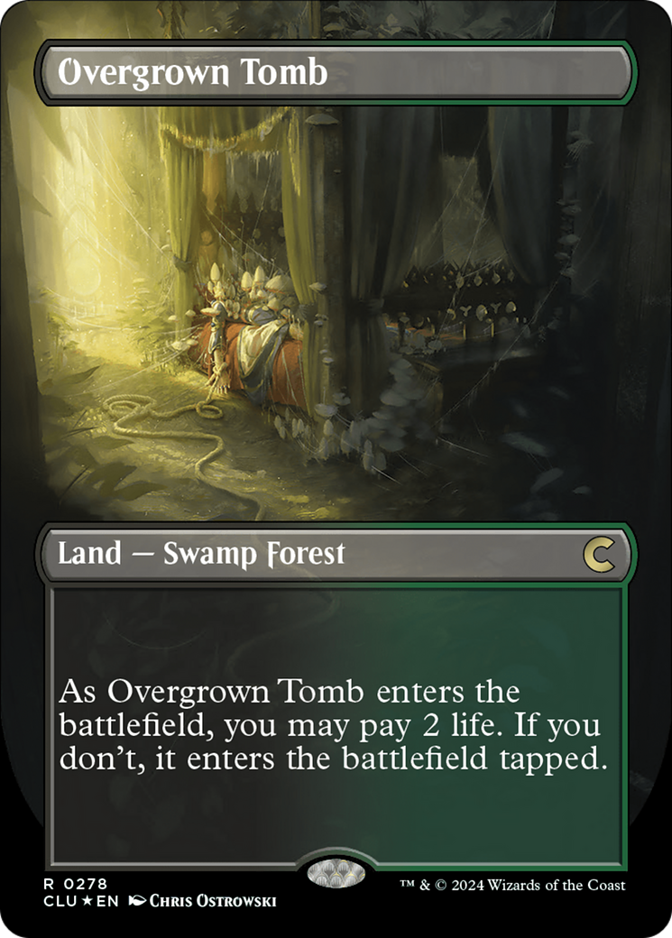 Overgrown Tomb (Borderless) [Ravnica: Clue Edition] | Black Swamp Games