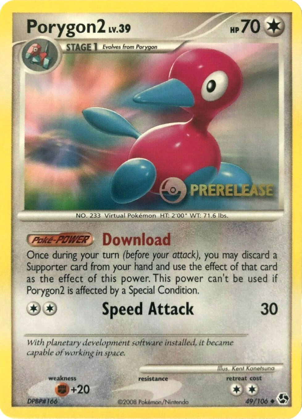 Porygon2 (49/106) (Prerelease Promo) [Diamond & Pearl: Black Star Promos] | Black Swamp Games