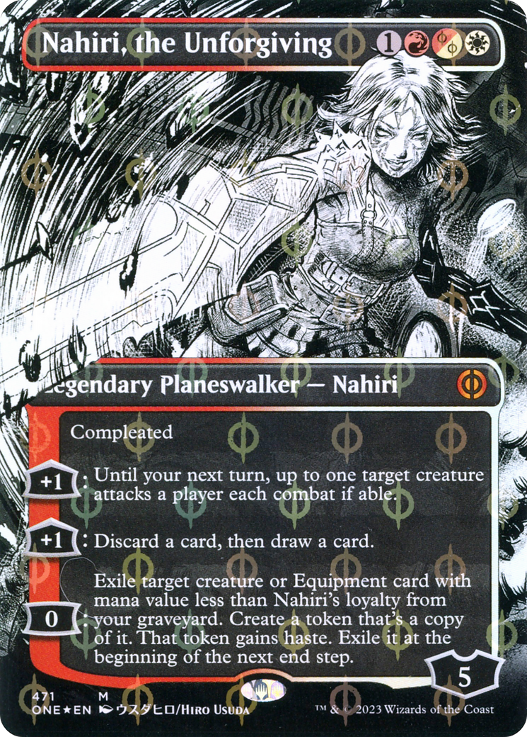 Nahiri, the Unforgiving (Borderless Manga Step-and-Compleat Foil) [Phyrexia: All Will Be One] | Black Swamp Games