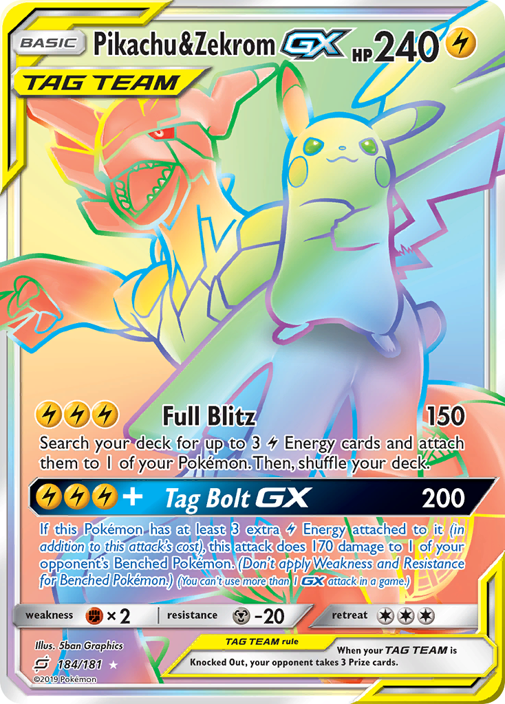 Pikachu & Zekrom GX (184/181) [Sun & Moon: Team Up] | Black Swamp Games