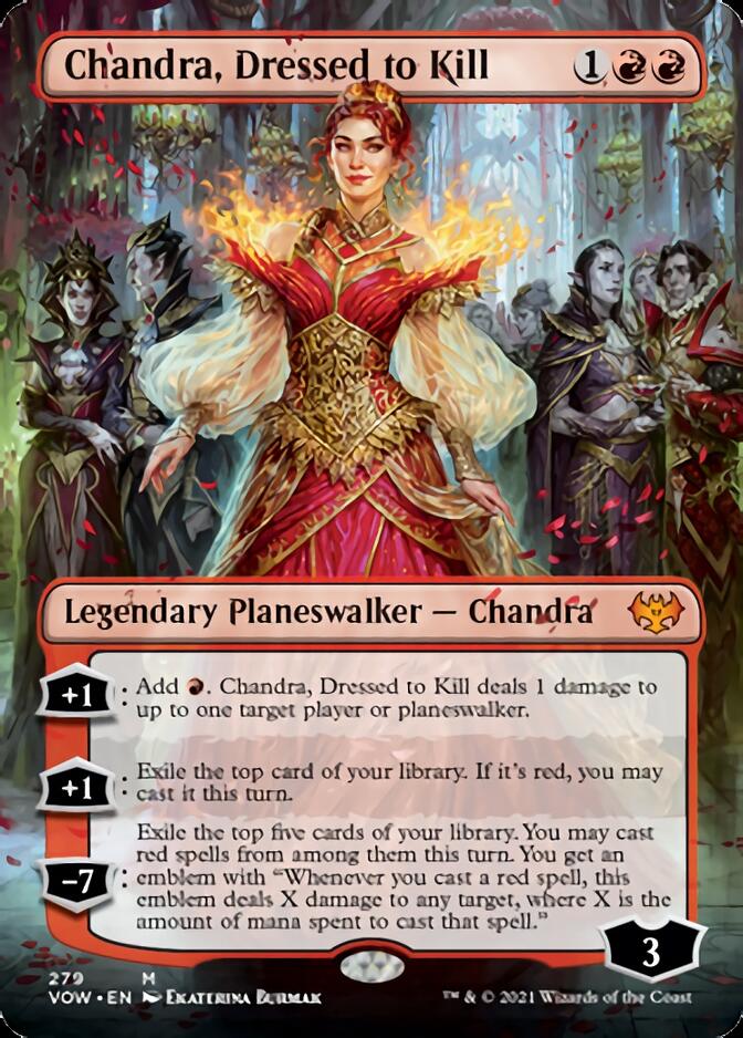 Chandra, Dressed to Kill (Borderless) [Innistrad: Crimson Vow] | Black Swamp Games