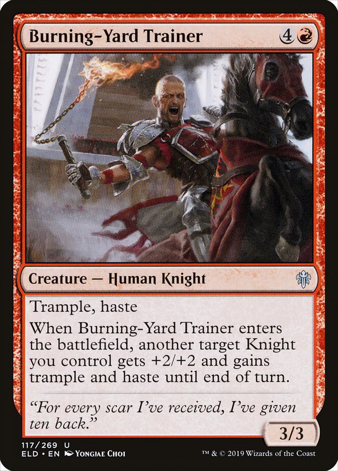 Burning-Yard Trainer [Throne of Eldraine] | Black Swamp Games