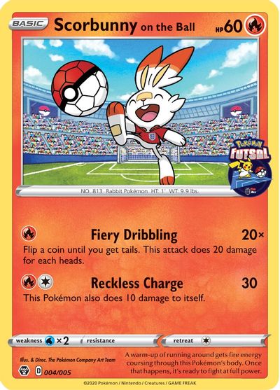 Scorbunny on the Ball (004/005) [Pokemon Futsal Collection] | Black Swamp Games