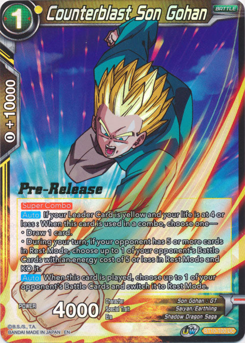 Counterblast Son Gohan (BT10-100) [Rise of the Unison Warrior Prerelease Promos] | Black Swamp Games