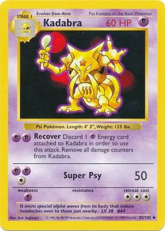 Kadabra (32/102) [Base Set Shadowless Unlimited] | Black Swamp Games