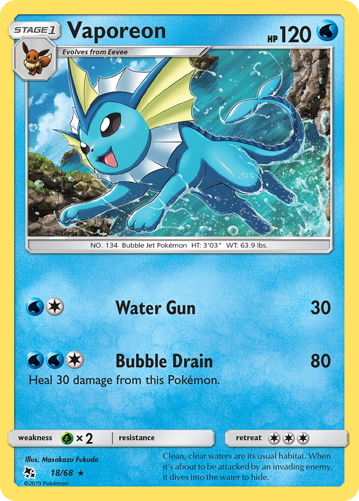 Vaporeon (18/68) [Sun & Moon: Hidden Fates] | Black Swamp Games